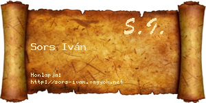 Sors Iván névjegykártya